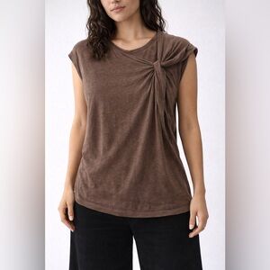 GAP Brown Ruched Shoulder Top | Size L